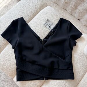 NWT Zara Black Wrap-Front Women's Top Small